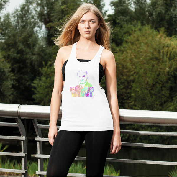 Read Mises Not Marx Watercolor Women's Loose Racerback Tank Top