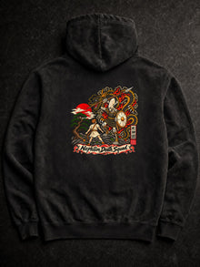 Back of the Pepper Nephilim Slayer Embroidered Hoodie: 12.5 in David vs Goliath design, PRINTED (DTG/screen print, not embroidered)