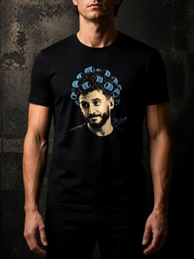 Model wearing the black Play With My Emotions bootleg tee by TopLobsta, classic regular-fit Tultex 202