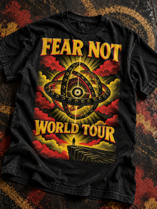 Fear Not World Tour 2.0 Hoodie by TopLobsta, black hoodie, Vintage print model front