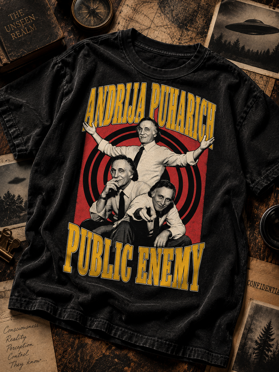 Andrija Puharich Public Enemy graphic tee editorial flatlay