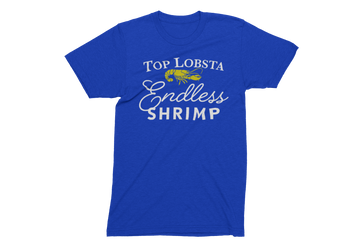 TL Endless Shrimp T-Shirt by TopLobsta – royal blue tee, front view