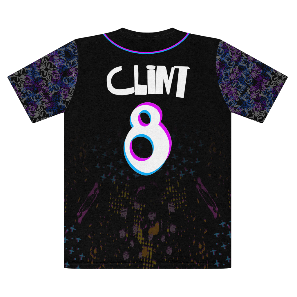 Clint Baseball Jersey Premium Cut and Sew Sublimation Unisex T-Shirt - 0