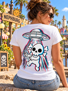 Nephy Abduction 3D UFO Tee – Women's Slim Tee – White – back