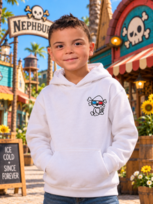 Nephy Abduction 3D UFO Tee: white youth hoodie, small left-chest front