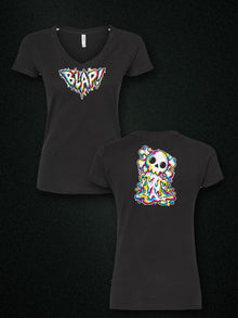 Blapped Nephy black womens v neck front and back