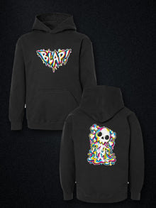 Blapped Nephy black youth hoodie front and back