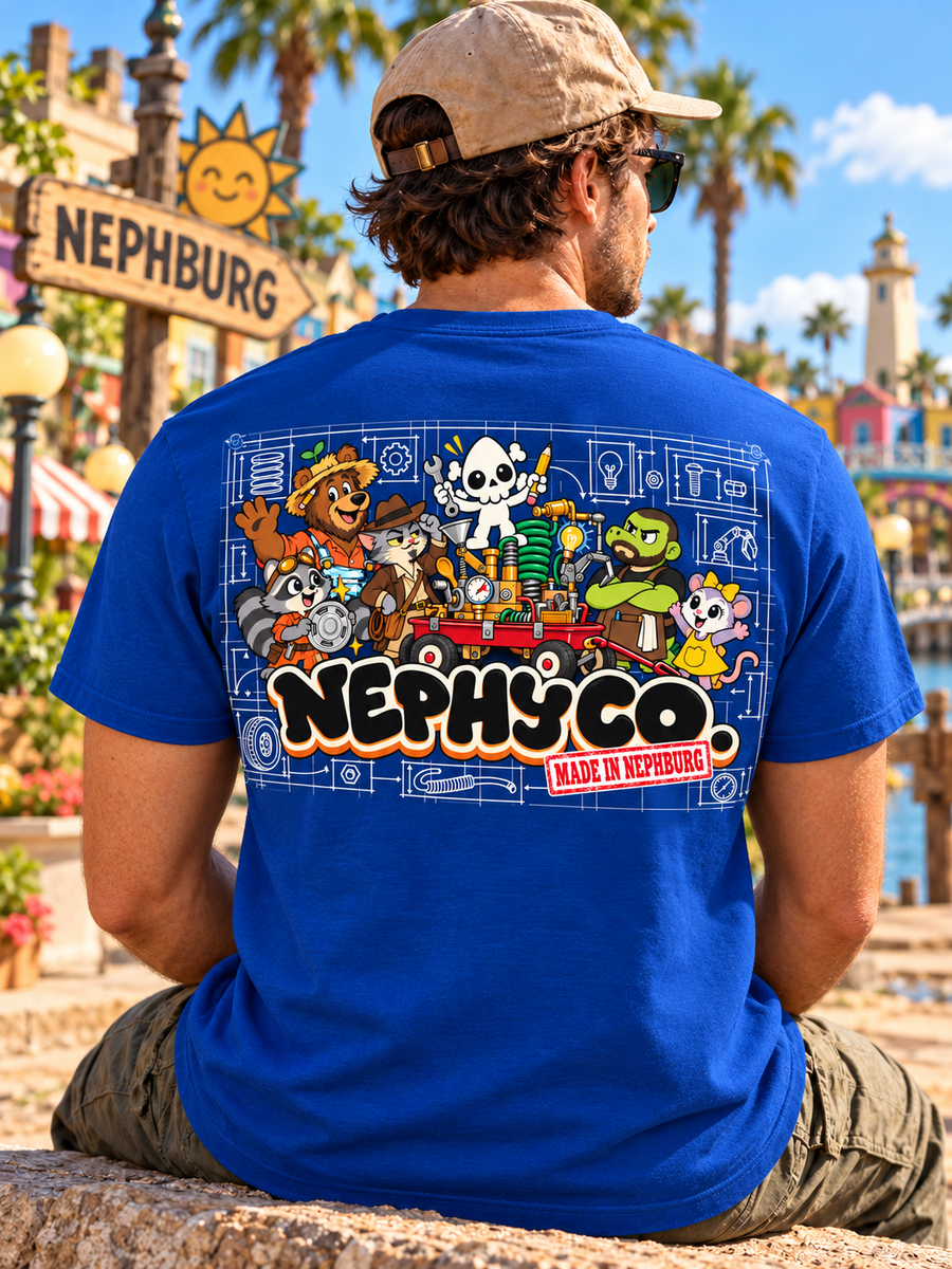 Nephy Co. Blueprint Crew Tee – Royal – back view