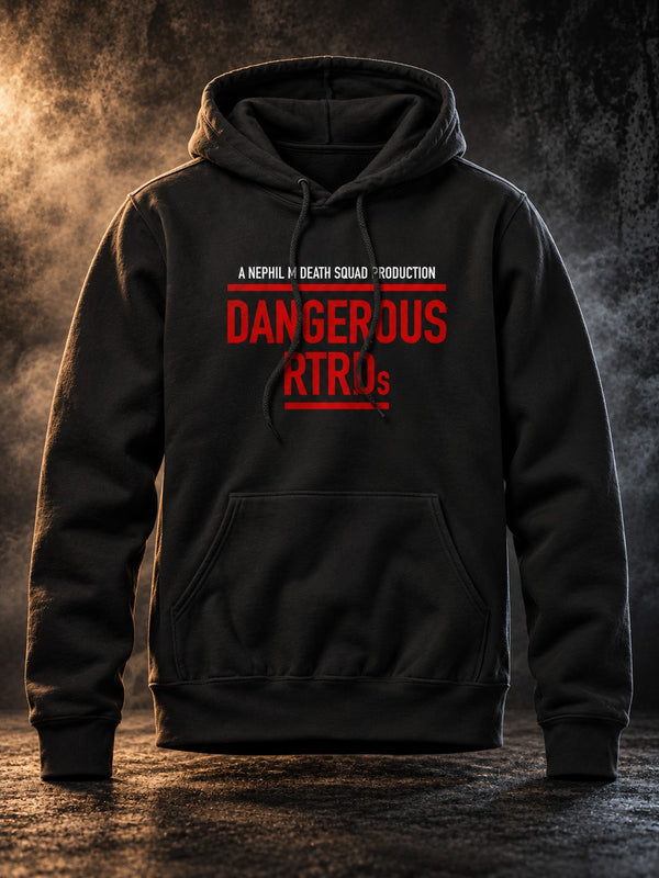 Dangerous | Real Talk. Real Dudes hoodie by Nephilim Death Squad, black pullover with red Dangerous print