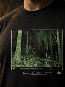 Definitely a Demon T-Shirt by Nephilim Death Squad: black tee print detail