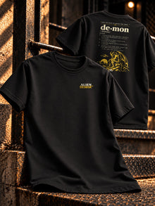 Demon Definition T-Shirt by Nephilim Death Squad: black tee front and back print mockup