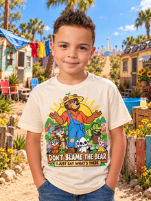 Nephy Co. Don't Blame the Bear T-Shirt – natural youth tee front view