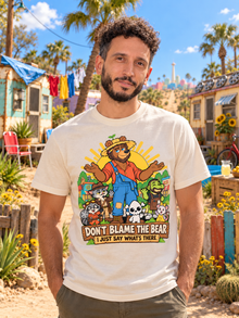 Nephy Co. Don't Blame the Bear T-Shirt – natural unisex tee front view