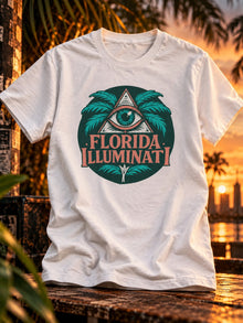 Florida Illuminati tee in White - front view mockup