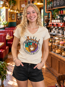 Nephy Co. Gator's Crooked Cup T-Shirt – natural women's v-neck front view