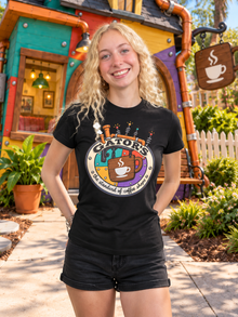 Nephy Co. Gator's Crooked Cup T-Shirt – black women's slim tee front view