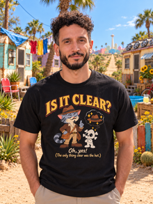 Nephy Co. Is It Clear? T-Shirt – black unisex tee front view