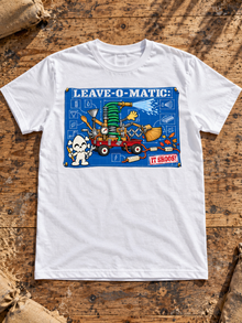 Nephy Co. Leave-O-Matic T-Shirt – white flat lay
