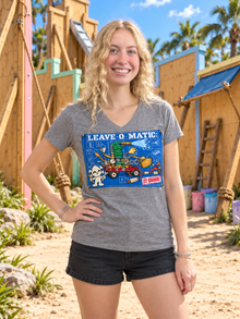 Nephy Co. Leave-O-Matic T-Shirt – heather gray women's v-neck front view