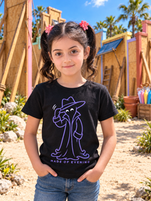 Nephy Co. Made of Evening T-Shirt – black youth tee front view