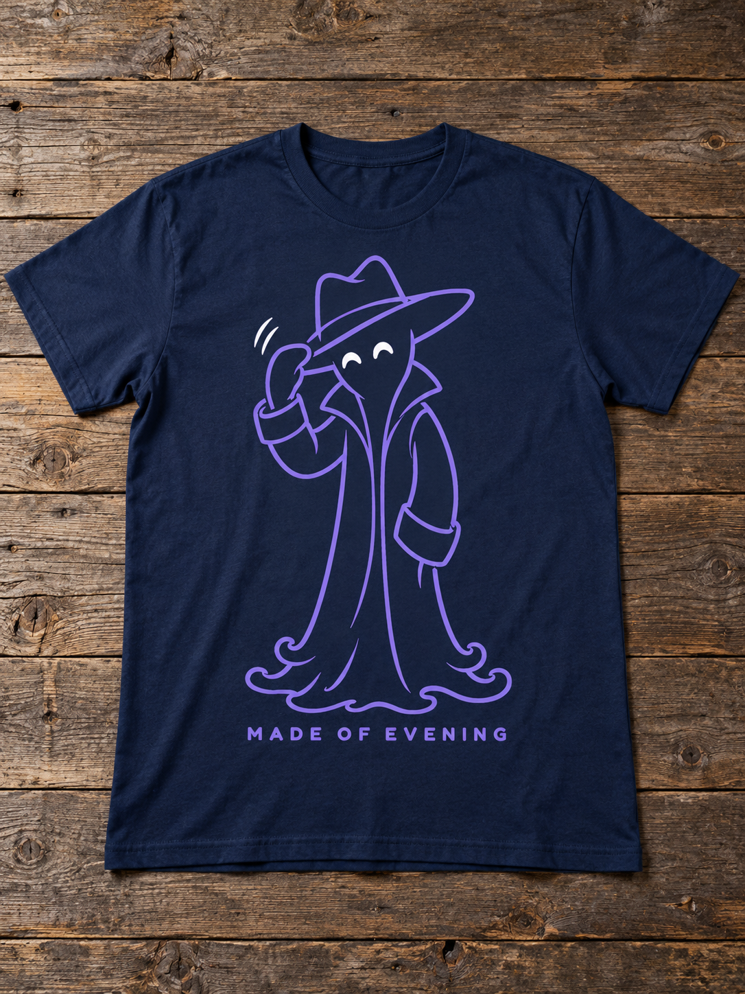 Made of Evening navy tee flat lay