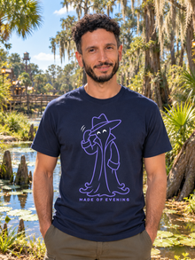 Nephy Co. Made of Evening T-Shirt – navy unisex tee front view