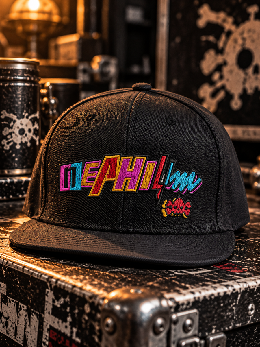 Black Miami Nephilim embroidered snapback hat with neon NDS wordmark
