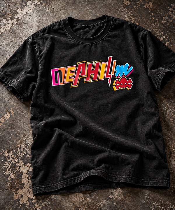 Miami Nephilim T-Shirt black tee editorial flat lay – Nephilim Death Squad