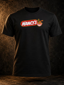 Nancy's Ramen Co. T-Shirt by TopLobsta: black tee front view
