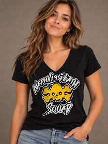 Nephilim Death Squad Logo T-Shirt – Women's V-Neck Tee – Black (women's model)