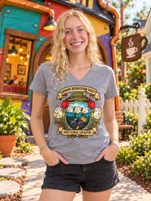 Nephy Co. Nephburg Birdwatching Society T-Shirt – heather gray women's v-neck front view