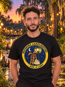 Nephy Co. Nephburg Lamplighting T-Shirt – black unisex tee front view