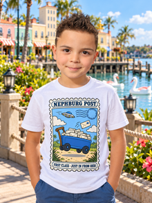 Nephy Co. Nephburg Post T-Shirt – white youth tee front view