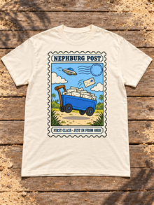 Nephy Co. Nephburg Post T-Shirt – natural flat lay