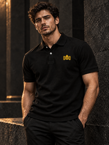 Nephilim Death Squad embroidered black polo shirt lifestyle view
