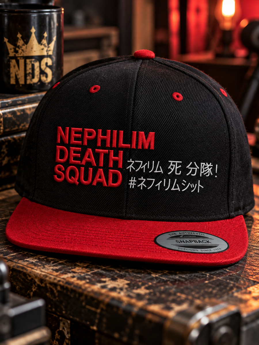 Black and red Nephilim Dragonball Squad embroidered snapback hat