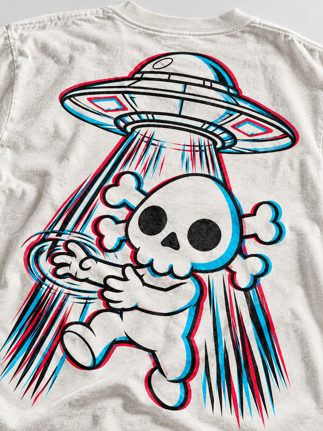 Nephy Abduction 3D UFO Tee by Nephilim Death Squad: white tee, back print