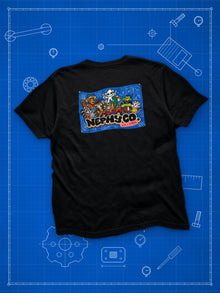 Nephy Co. Blueprint Crew Tee (youth) in black, back view