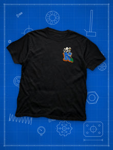 Nephy Co. Blueprint Crew Tee in black, front view