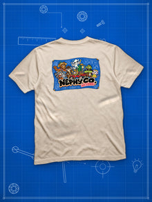 Nephy Co. Blueprint Crew Tee (youth) in natural, back view