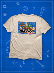 Nephy Co. Blueprint Crew Tee in natural, back view