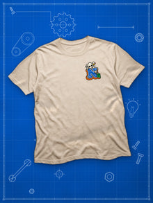 Nephy Co. Blueprint Crew Tee (youth) in natural, front view