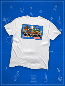Nephy Co. Blueprint Crew Tee in white, back view