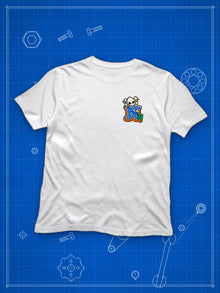 Nephy Co. Blueprint Crew Tee (youth) in white, front view