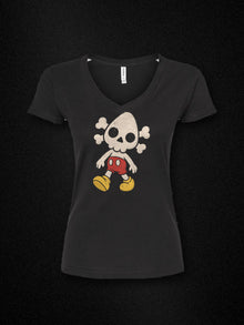 nephy toon skull womens v neck black tultex 214 v2