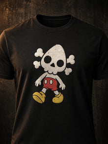 Nephy Toon Skull Tee by Nephilim Death Squad: black Tultex 202 tee, chest print close-up