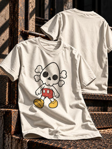Nephy Toon Skull Tee by Nephilim Death Squad: natural Tultex 202 tee, front print on stone steps