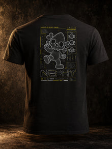 Nephy Wireframe 3D Graphic T-Shirt by Nephilim Death Squad: black Tultex 202 tee, back print