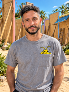 Nephy Co. Pocket Lobster T-Shirt – heather gray unisex tee front view