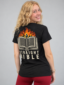 Straight Bible T-Shirt – Women's Slim Tee – Black (women's model)